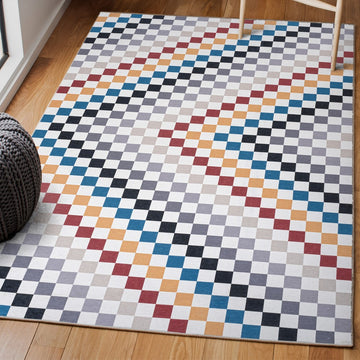 Ainsley Modern Cottage Checkerboard Washable Area Rug
